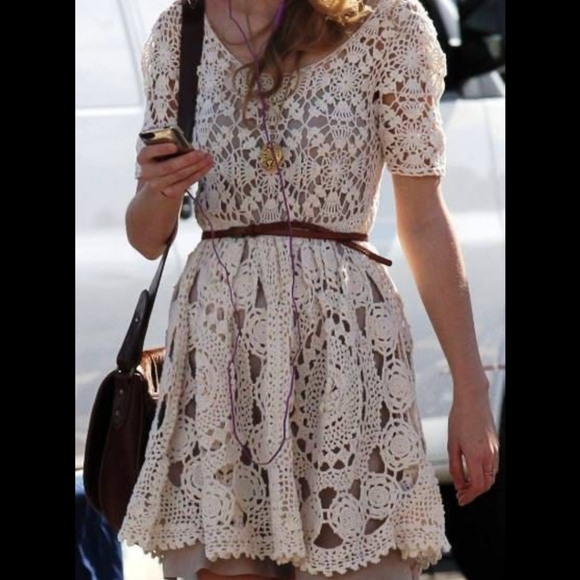 RARE Anthro Hand-Crochet Mini Dress - Picture 5 of 6